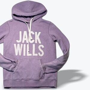 Jack Wills Logo Hoodie Sweatshirt Purple US Kids 8 UK 12 Portugal Cotton Blend